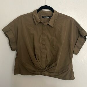 Ralph Lauren Cropped Knotted Blouse